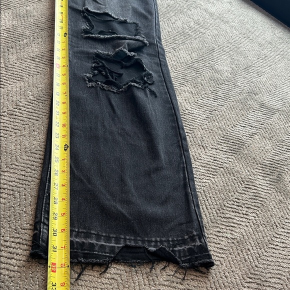 Vibrant M.I.U. Jeans Women's Juniors Size 1 Black Distressed High Rise Wide Leg - Picture 11 of 12